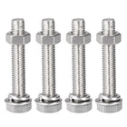 M8 x 45mm Hex Head Screws Bolts, Nuts, Flat & Lock Washers Kits, 304 Stainless Steel Fully Thread Hexagon Bolts 4 Sets