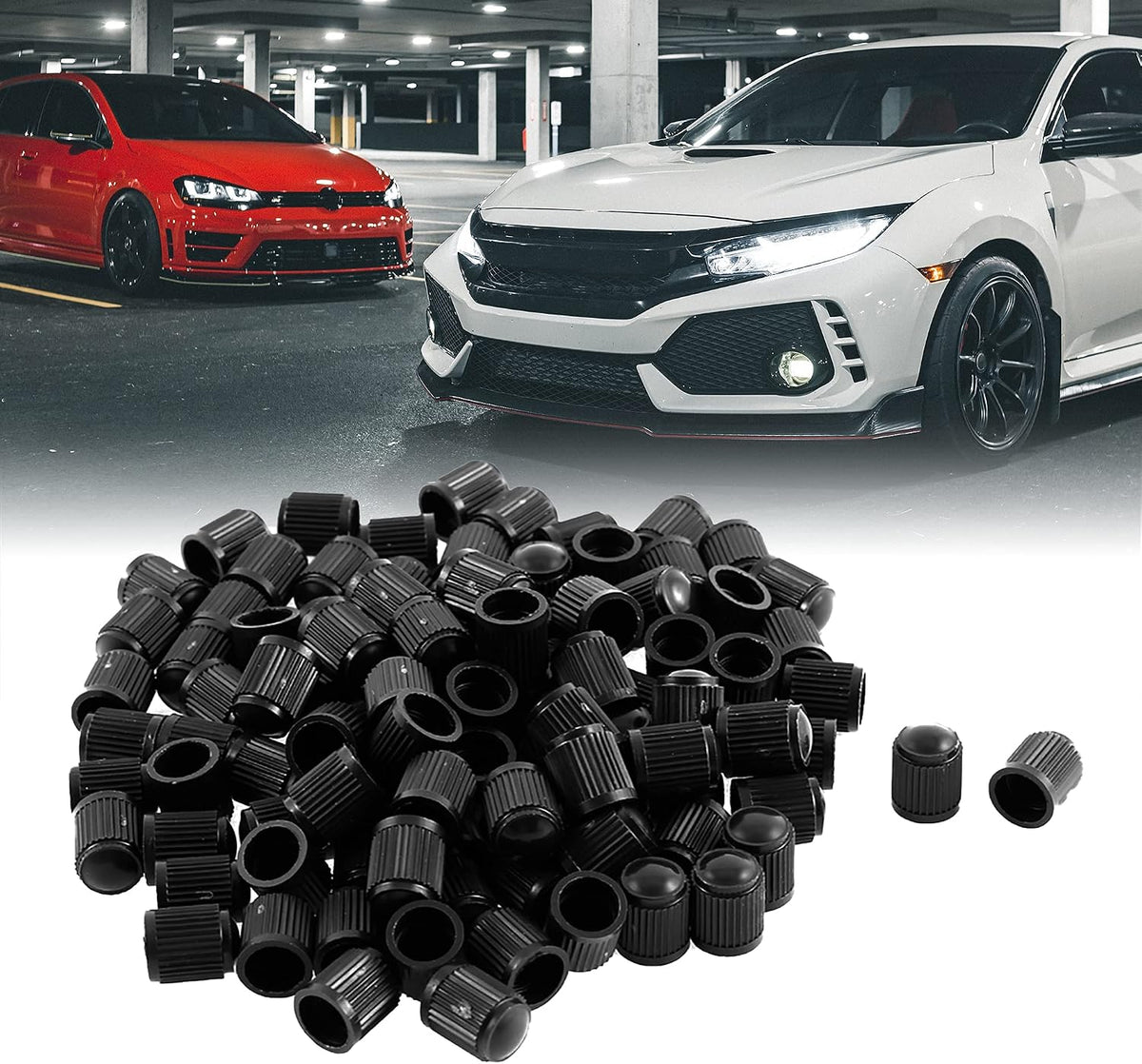 غطاء مقبس إسفنجي للإطارات البلاستيكية 13mm x 10mm 100 قطعة أسود
