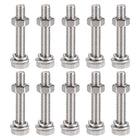 M6 x 35mm Hex Head Screws Bolts, Nuts, Flat & Lock Washers Kits, 304 Stainless Steel Fully Thread Hexagon Bolts 10 Sets