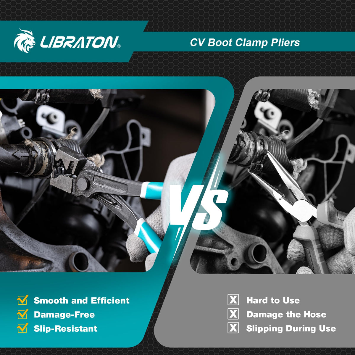 LänkMejor CV-fästdon Clamptool, Spring Clamp Pincettor, CV-fästdon Clamptool, 7"