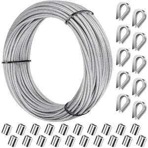 LinkMejor 1/16" Edelstahlseil Kabel 30,48m