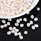 100 Pcs Freshwater Pearl Beads, 7-8mm Irregular Shape Loose Gemstone Pearls 0.8mm Hole for Leather Cord Beading Jewelry Making DIY Craft, White