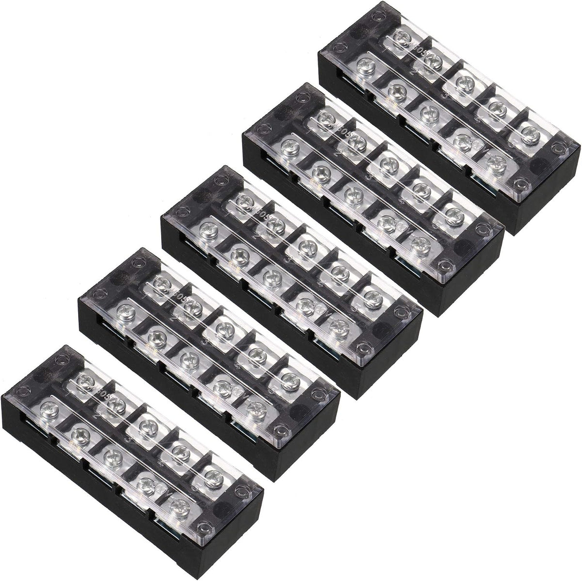 5 Pcs 5 Positions Dual Rows 600V 45A Wire Barrier Block Terminal Strip TB-4505L