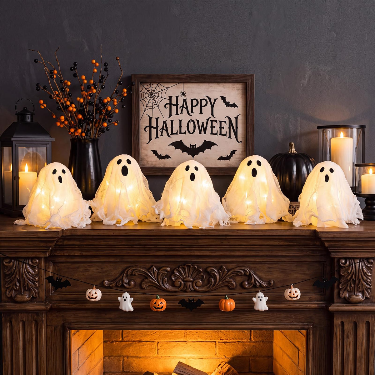 Halloween Dekorative Sæt Belysning af Spøgelses Centerstykke