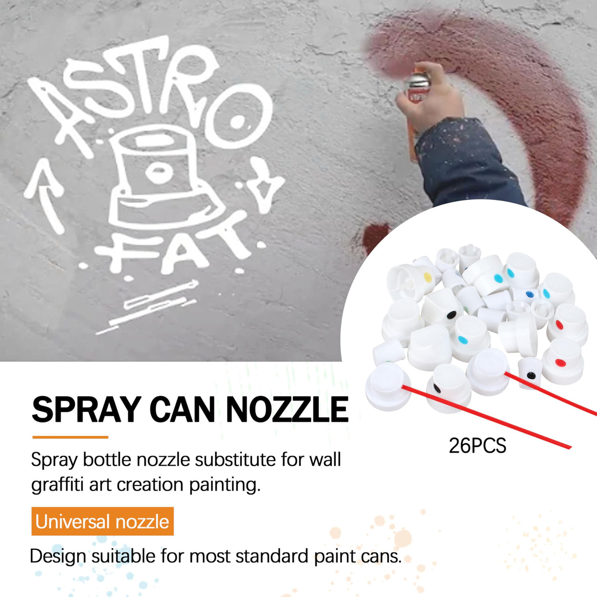 Universelle spraymaling caps for forskjellige spraykanne munster - 26 stk