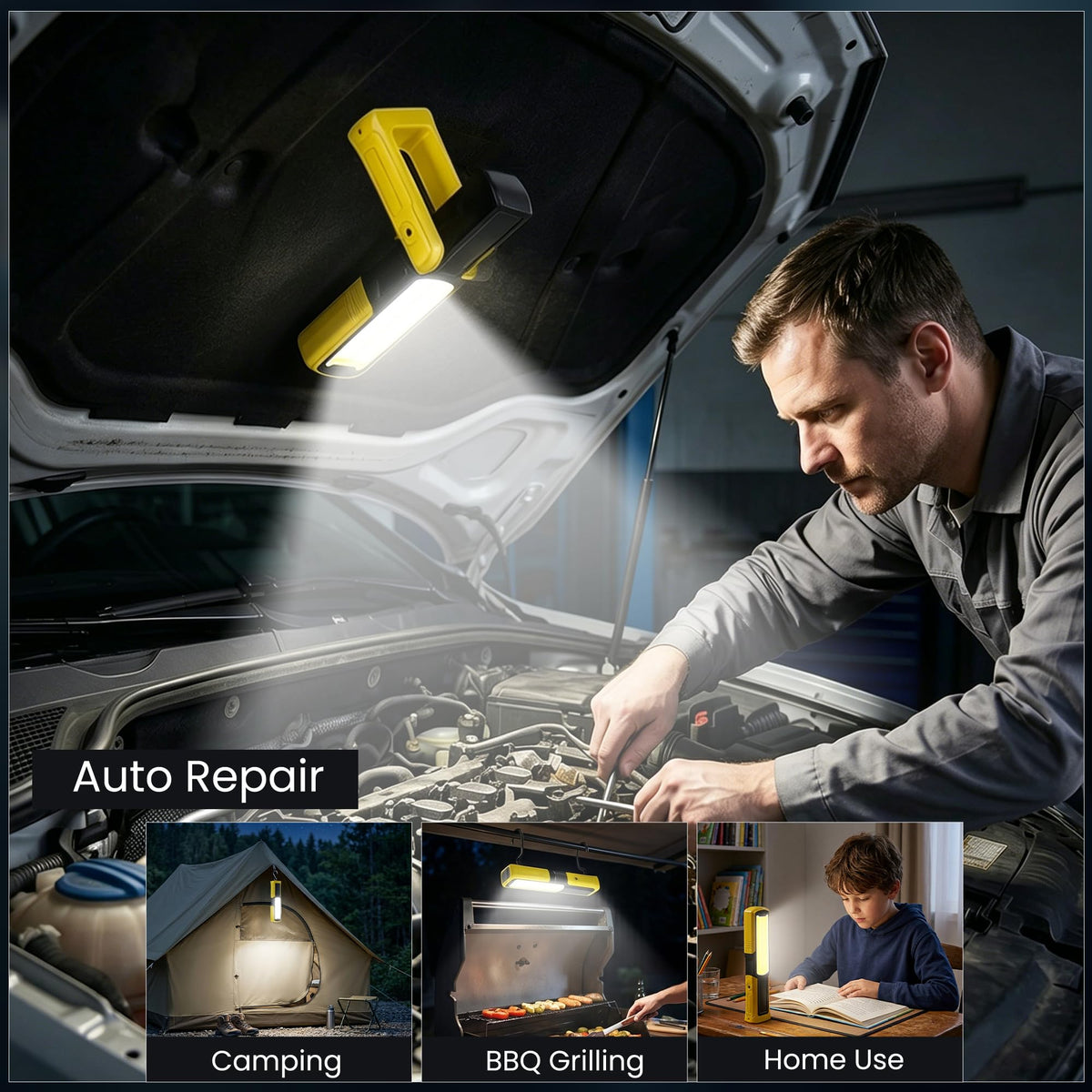 Magnetisk Taslampe 6000mAh Opladbar, LED Underhjelm Bærbar Arbejdslys