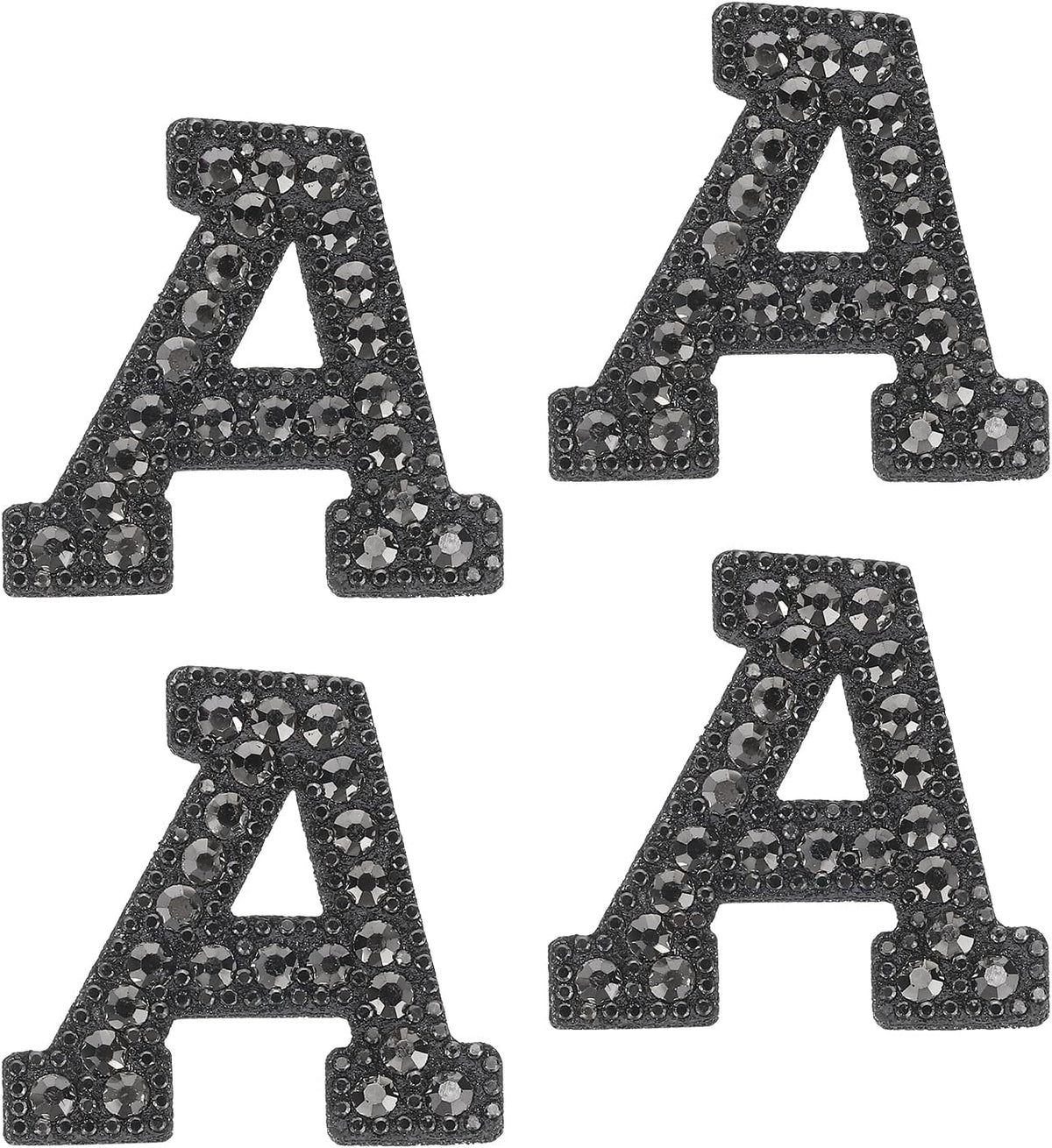 10 Pcs Iron on Letter Patches, Letter a Rhinestone Alphabet Applique Rhinestone Pearl English Letter Sewing Patches for Clothing Hats Jeans Shoes DIY Craft, Black