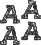 10 Pcs Iron on Letter Patches, Letter a Rhinestone Alphabet Applique Rhinestone Pearl English Letter Sewing Patches for Clothing Hats Jeans Shoes DIY Craft, Black