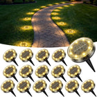 LinkMejor Luminile Solare pentru Pământ Outdoor Antirust Disk, 16pachet Călduțe Albe
