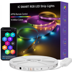 LinkMejor Strisce LED, 50FT Smart IC RGB WiFi Luci LED Controllate da Vocale