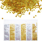 Holographic Chunky Glitters, 6 Colour Chunky Glitters Resin Epoxy Accessories Crafts Sequins Decor, Circle Glitters Flakes for Hair Nail Art, Sparkle at Party, Gold, Silver