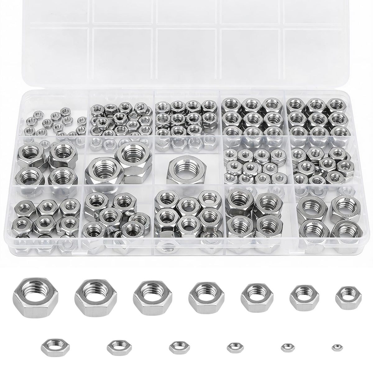 LinkMejor Nuci Metrice și SAE Hex, 196 Pachete 304 (A2-70) Nuci Hardware