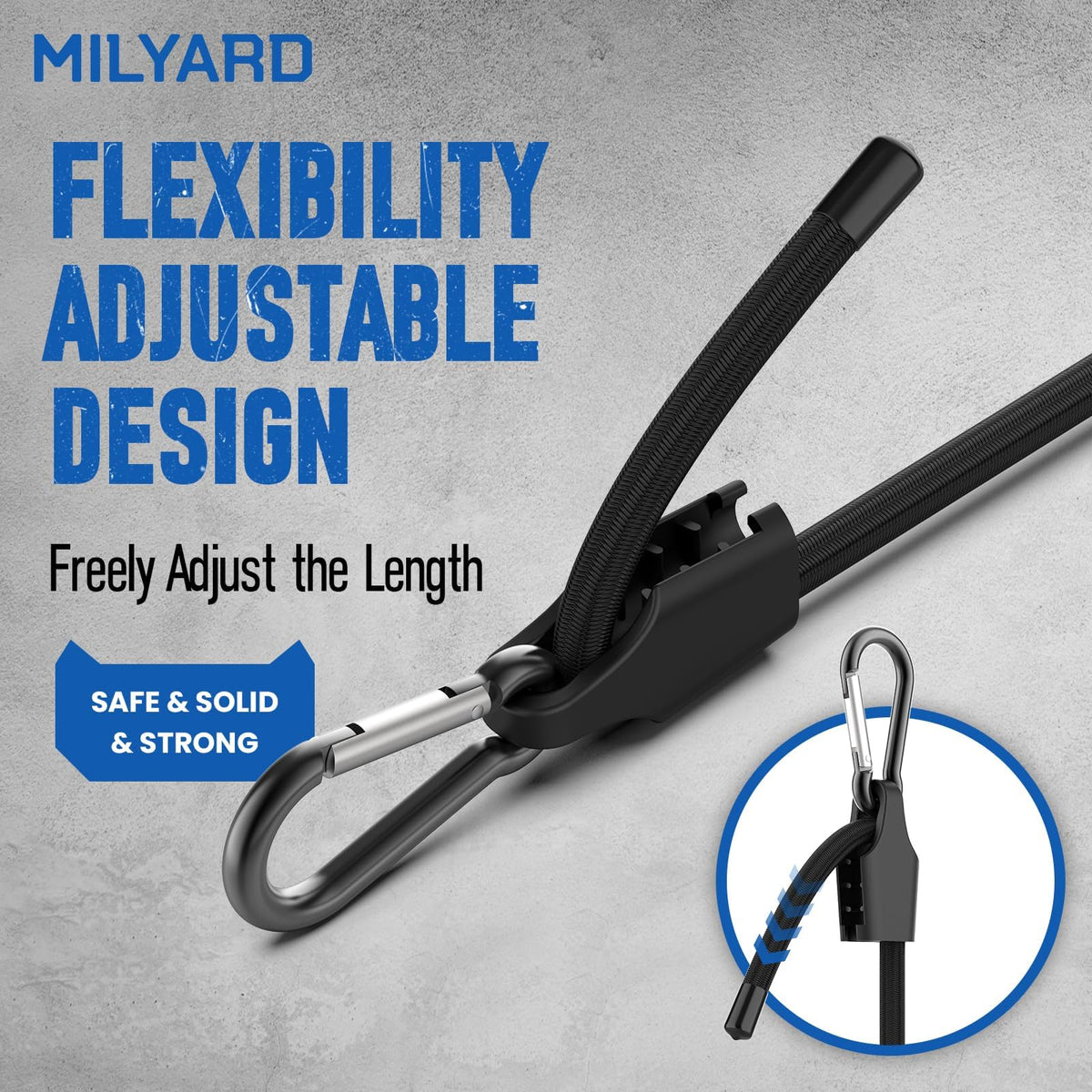 LinkMejor 8 Pcs Adjustable Bungee Cord with Hooks 3 Sizes, 12" 24" 36" Black