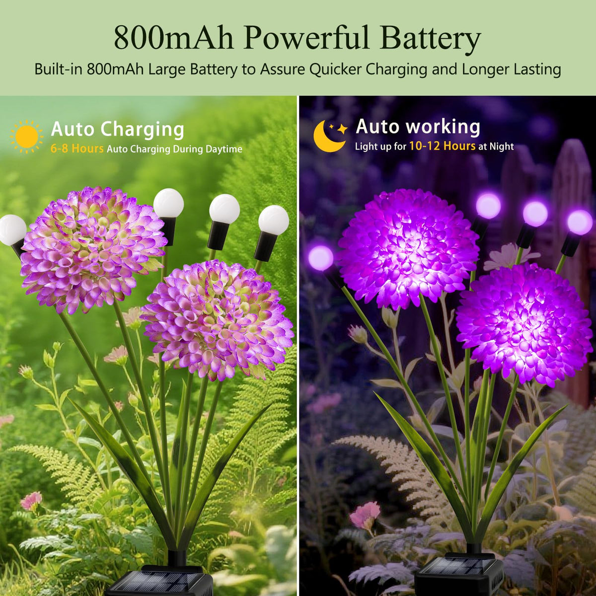 Solar Lights Outdoor Waterproof, 4 Pack Purple Solar Firefly Swaying Lights with Flowers, Flower Light Garden Decor for Halloween Christmas Outside Yard Patio, Gifts for Women Grandma