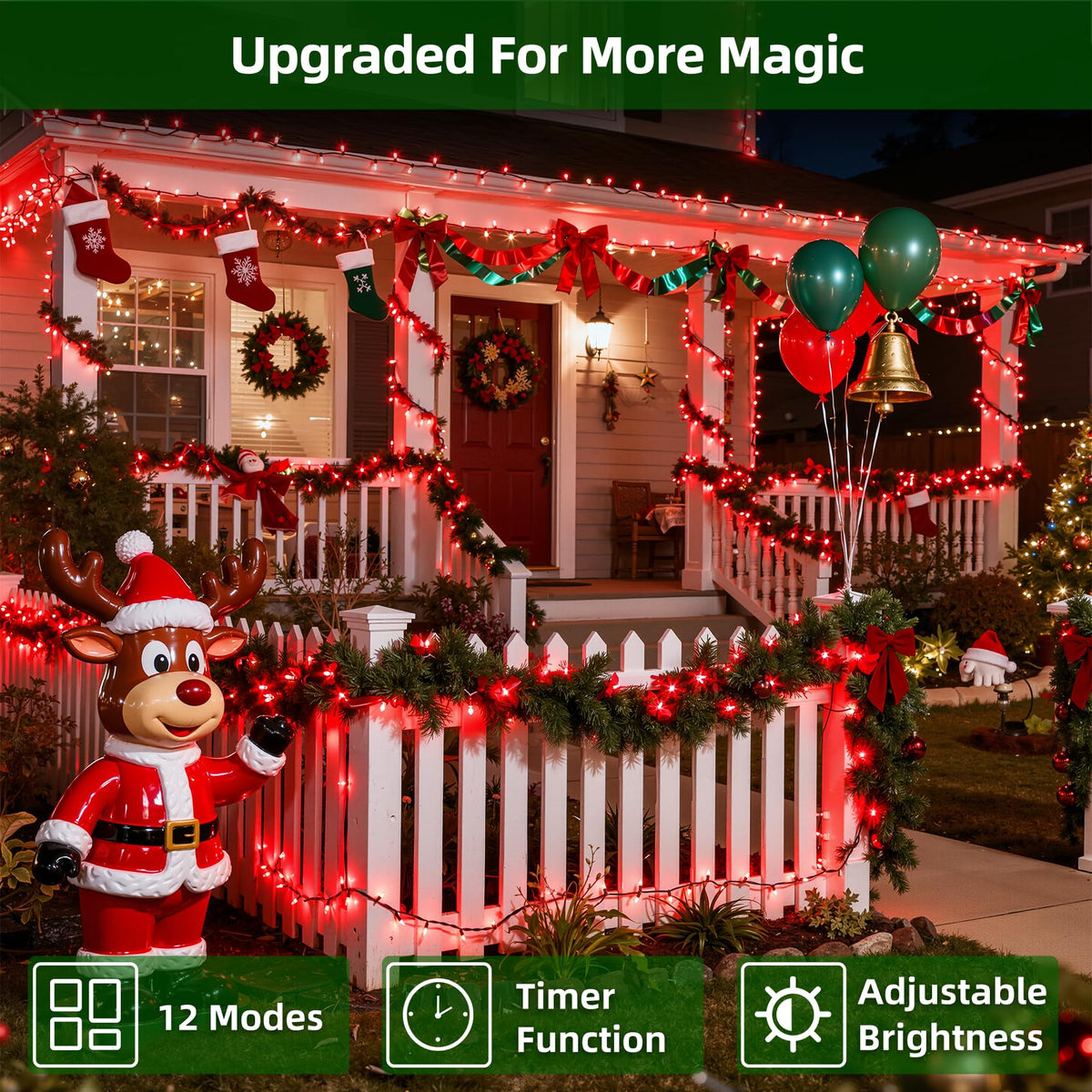 LinkMejor 750 LED 240FT Valentine's Day String Lights, 12 Modes, Red