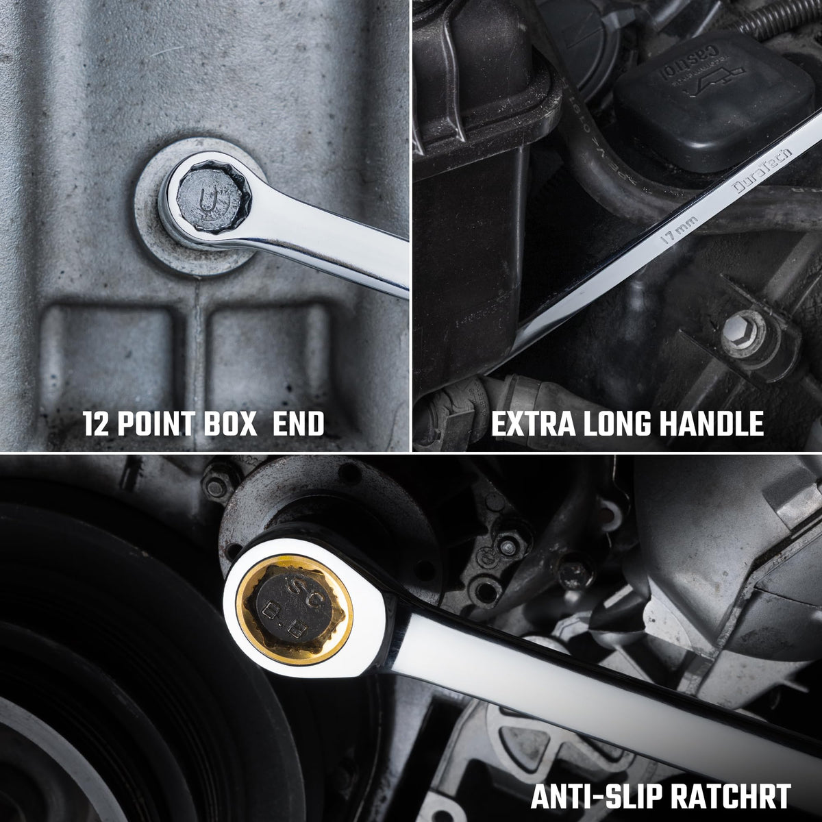 LinkMejor 17mm erittäin pitkä ratcheting avaimenpyörä, kaksinkertainen box end