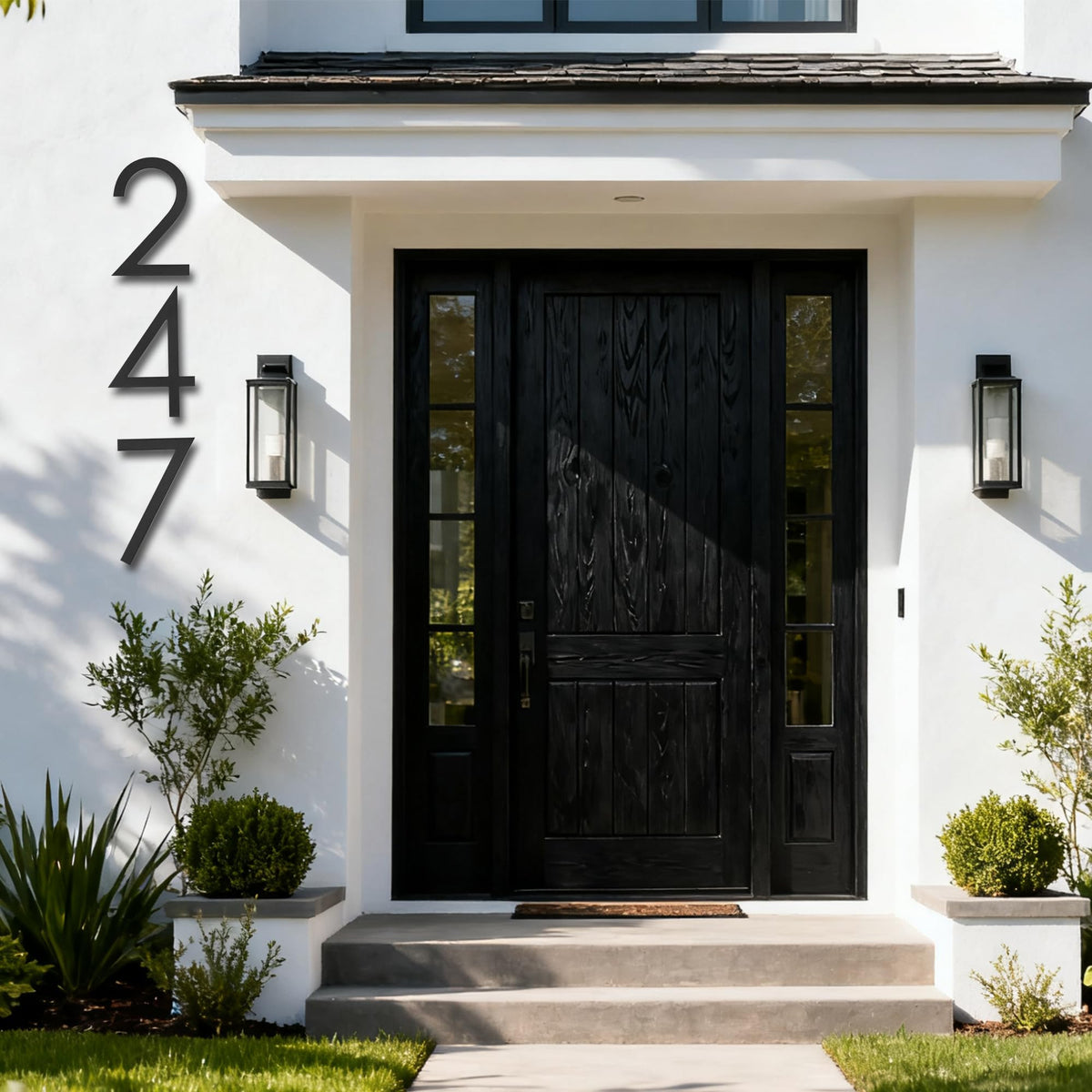 12 Inch House Numbers For Outside Modern,Metal Large Address Numbers For House Number Floating Outdoor Matte Black Flush Mount Home Address Numbers 0
