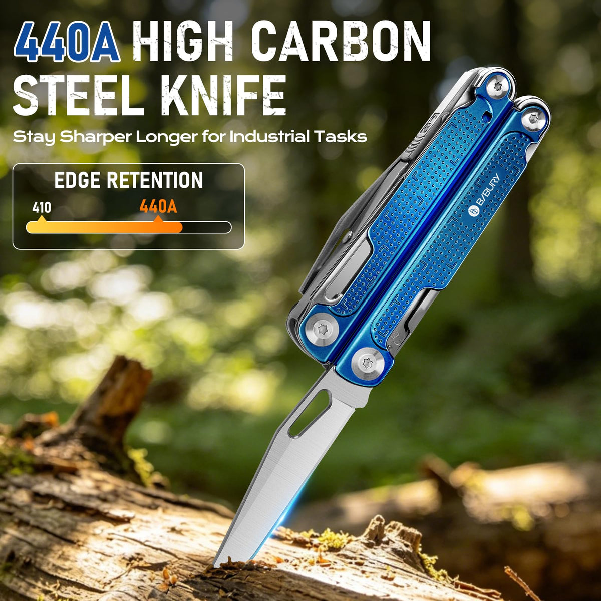 LinkMejor Multitool Crimpere cu Maner din Titan Albastru și 440A Knfie, BI2049BL