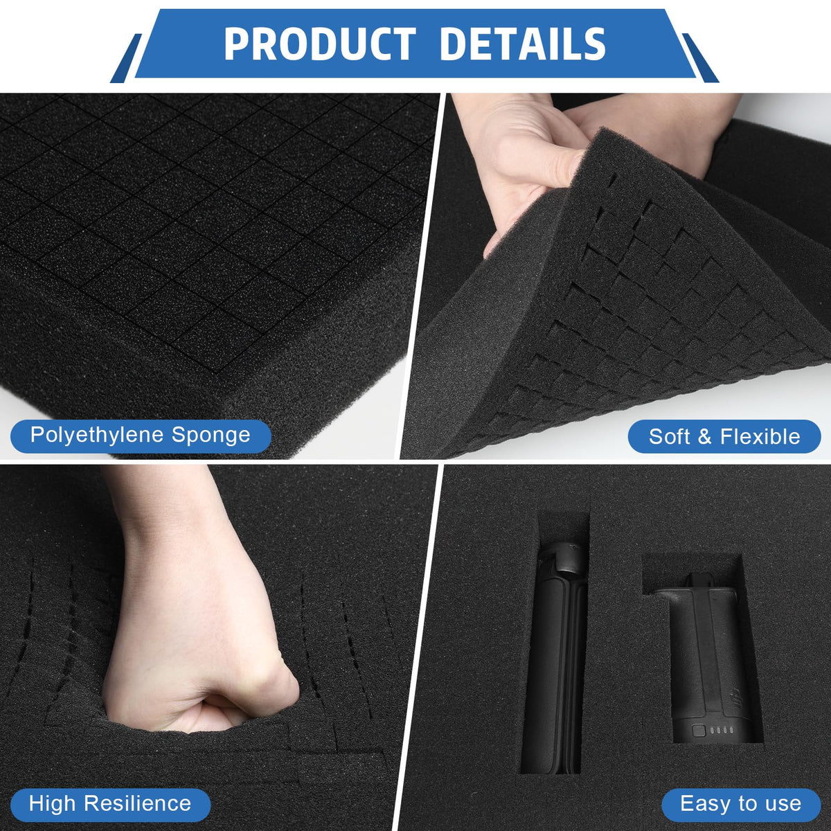 LinkMejor Pick and Pluck Foam Inserts, 12" x 12" Polyurethane Foam Sheets