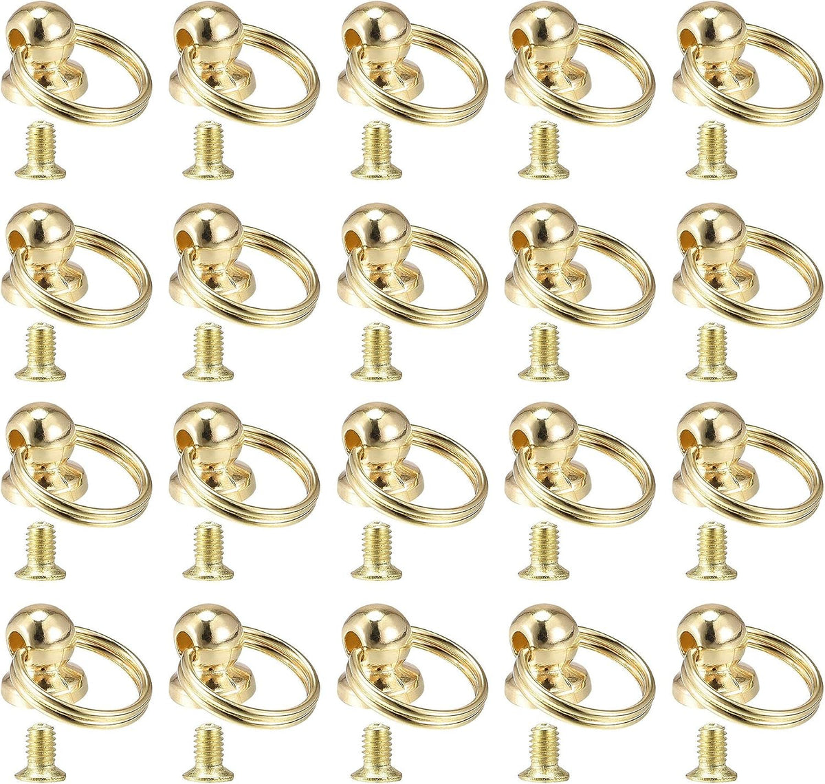 LinkMejor 0.5-inch Round Head Rivets Button Stud Screw Back Zinc Alloy Pull Ring Rivets for Leather Craft Gold Tone 20 Pcs