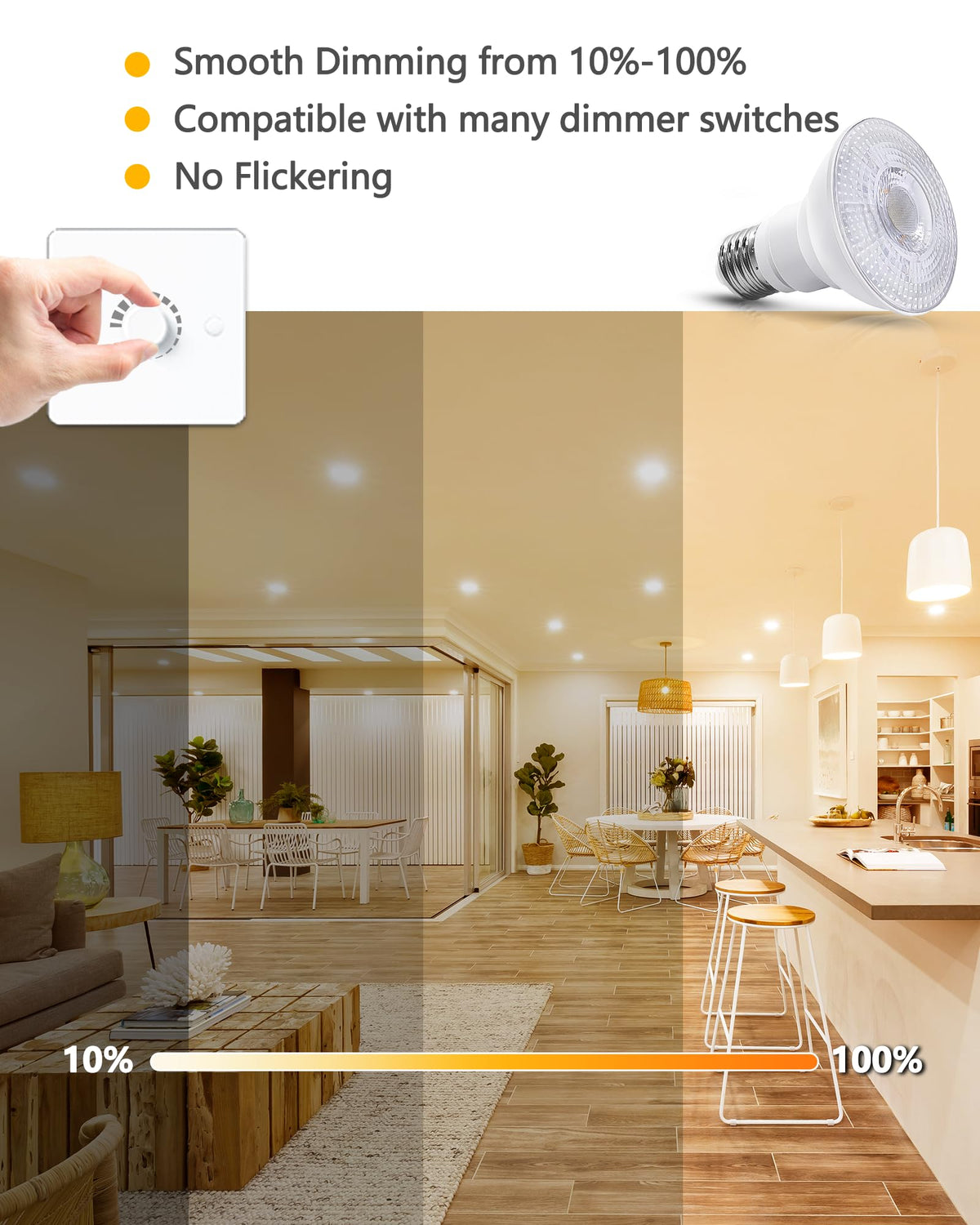 PAR20 조절가능 LED 스포트라이트 볼트 8W (75W 대응) 인도실외 사용