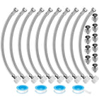 10 Pack 16 Inch Toilet Water Supply Connector Line Braided Stainless Steel, 3/8 Female Compression x 7/8 Female Ballcock Thread, Includes 10Pcs 3/8 to 1/2 Water Line Adapter and 4 Pcs Plumber's Tape