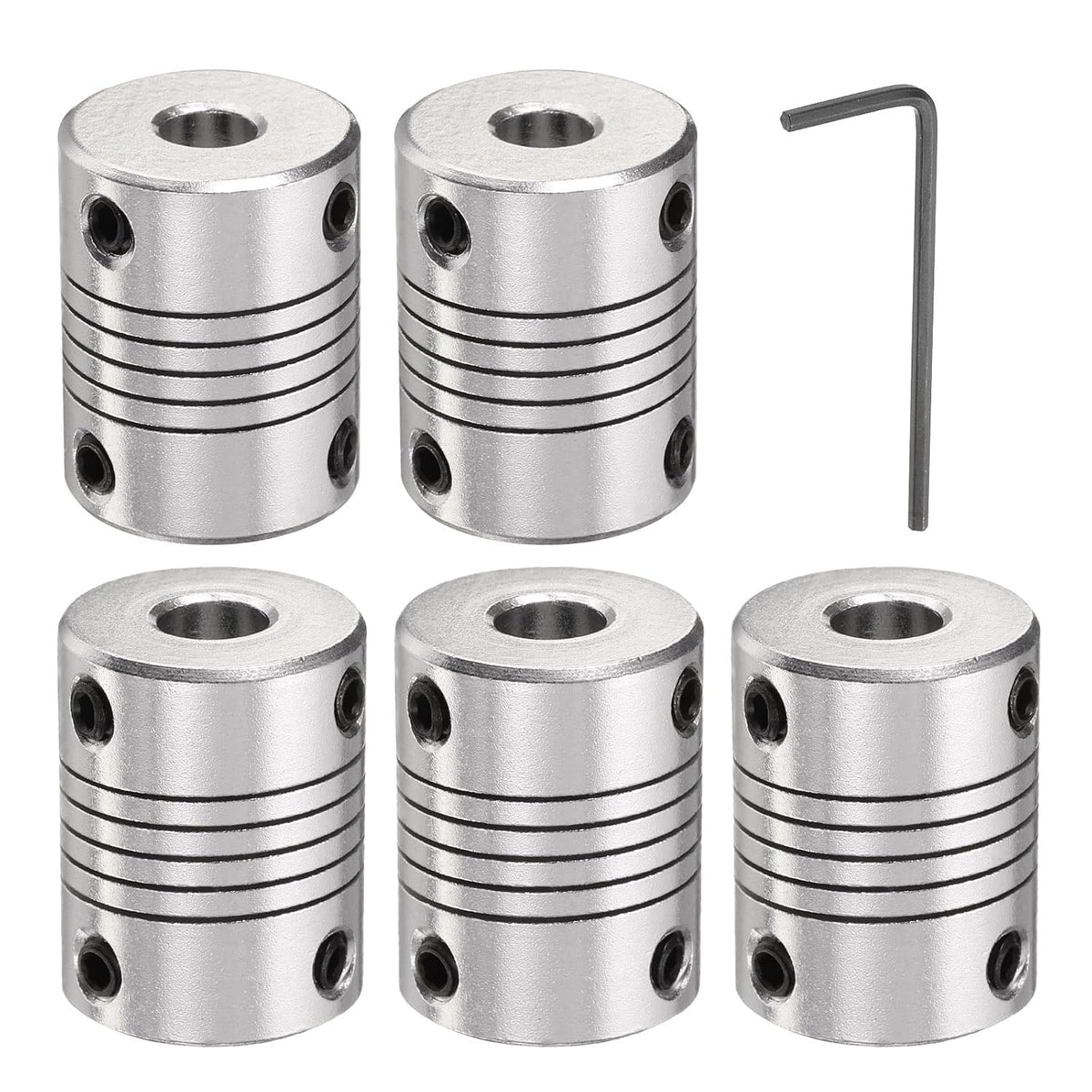 5 Pcs Aluminum Alloy Shaft Coupling 6mm to 7mm, Flexible Coupling Motor Connector Joint, Stepper Motor Coupler for CNC Machine & 3D Printer (L25xD19)