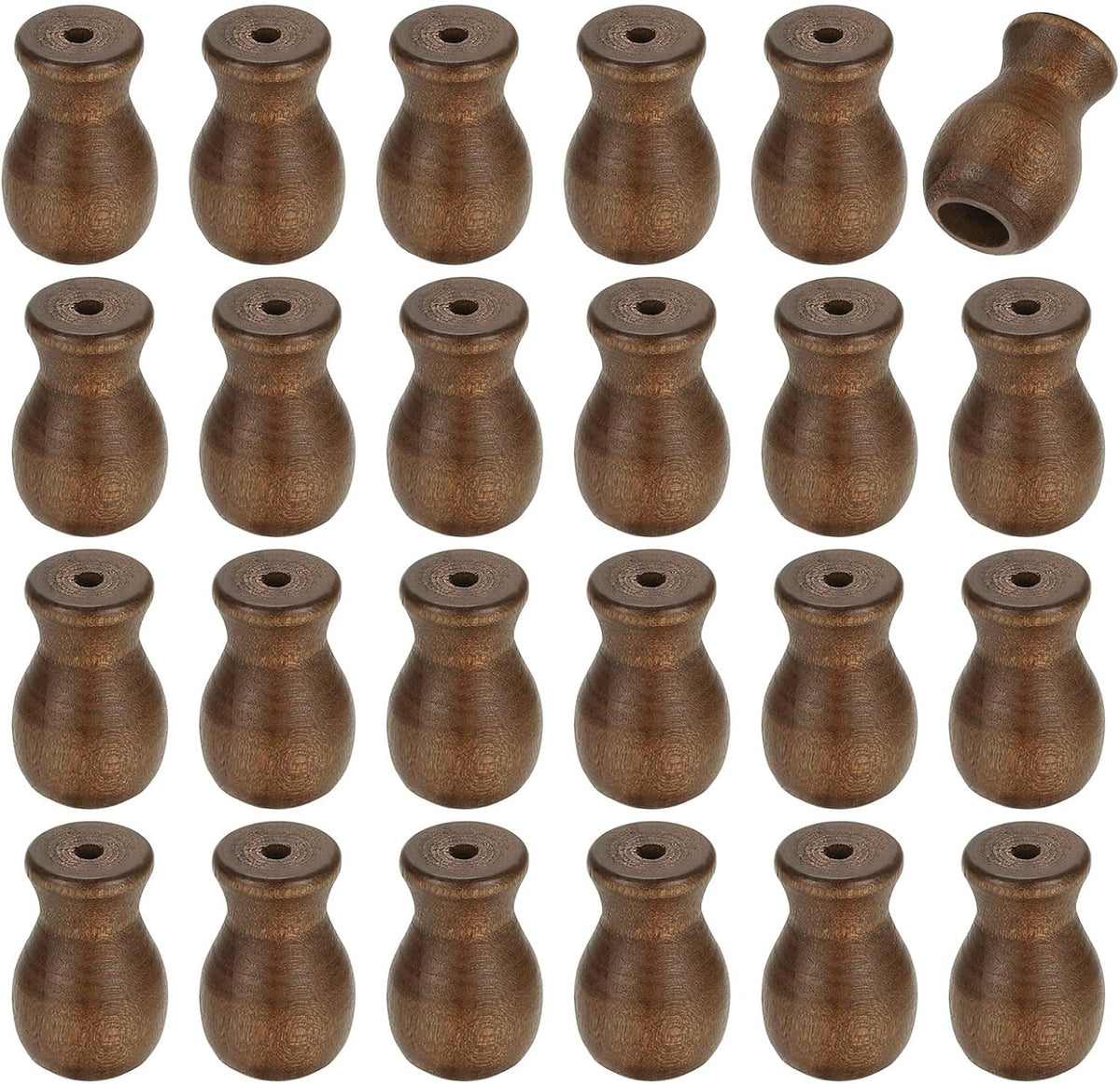 24Pcs Cord Knobs, Wood Cord Tassel Drops Pull End Pendant Hanging Ball Pulls for Window Blinds Shade Curtain Craft, Brown Cylinder