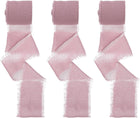LinkMejor Chiffon Satin Ribbons, 3 Rolls 1.6 Inch x 5.5 Yards, Handmade Frayed Fringe Satin Ribbons for Gift Wrapping Bridal Bouquets Decoration DIY Crafts, Purple Pink