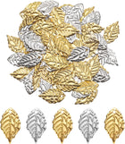 50Pcs Gold and 50Pcs Silver Leaf Ornaments Pendant, Metal Tree Leaves Decoration Crafts for Making DIY Earring Necklace Hairpin Hair Clip Clothing Crafts (1.7 x 1cm)