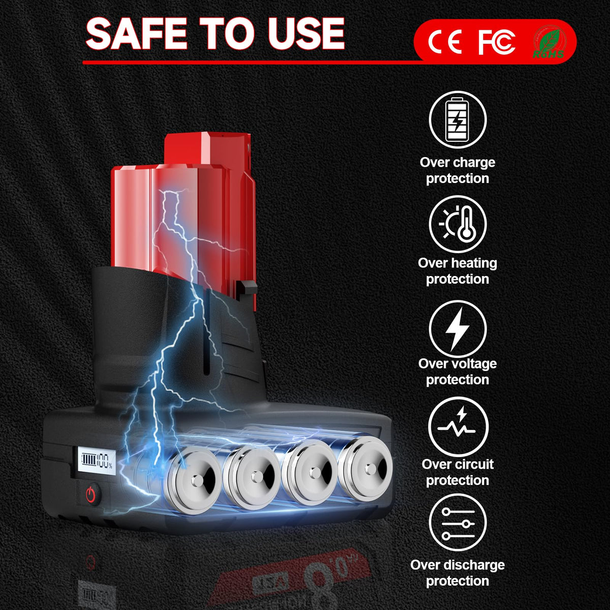 LinkMejor 2Packs aufgerüstet 8.0Ah 12V Ersatz für M12 Batterie