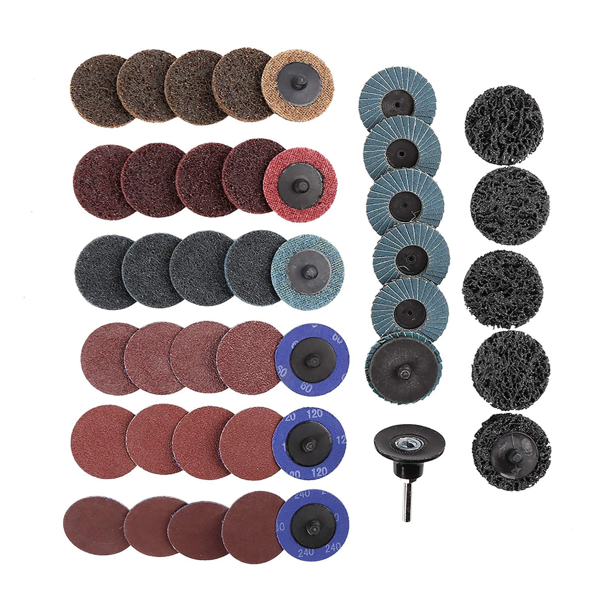42 Pcs 2" Sanding Discs Nylon Roll Lock Surface Coarse Medium Fine Grit