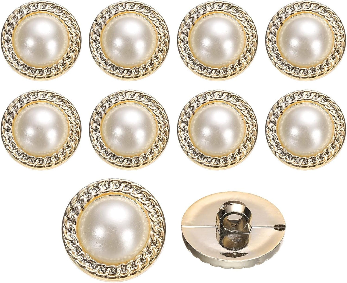 10Pcs 18mm Round Resin Vintage Clothes Sewing Button Metal Coat Pearl Buttons Craft Accessories for Garment Decoration Crafts DIY Project
