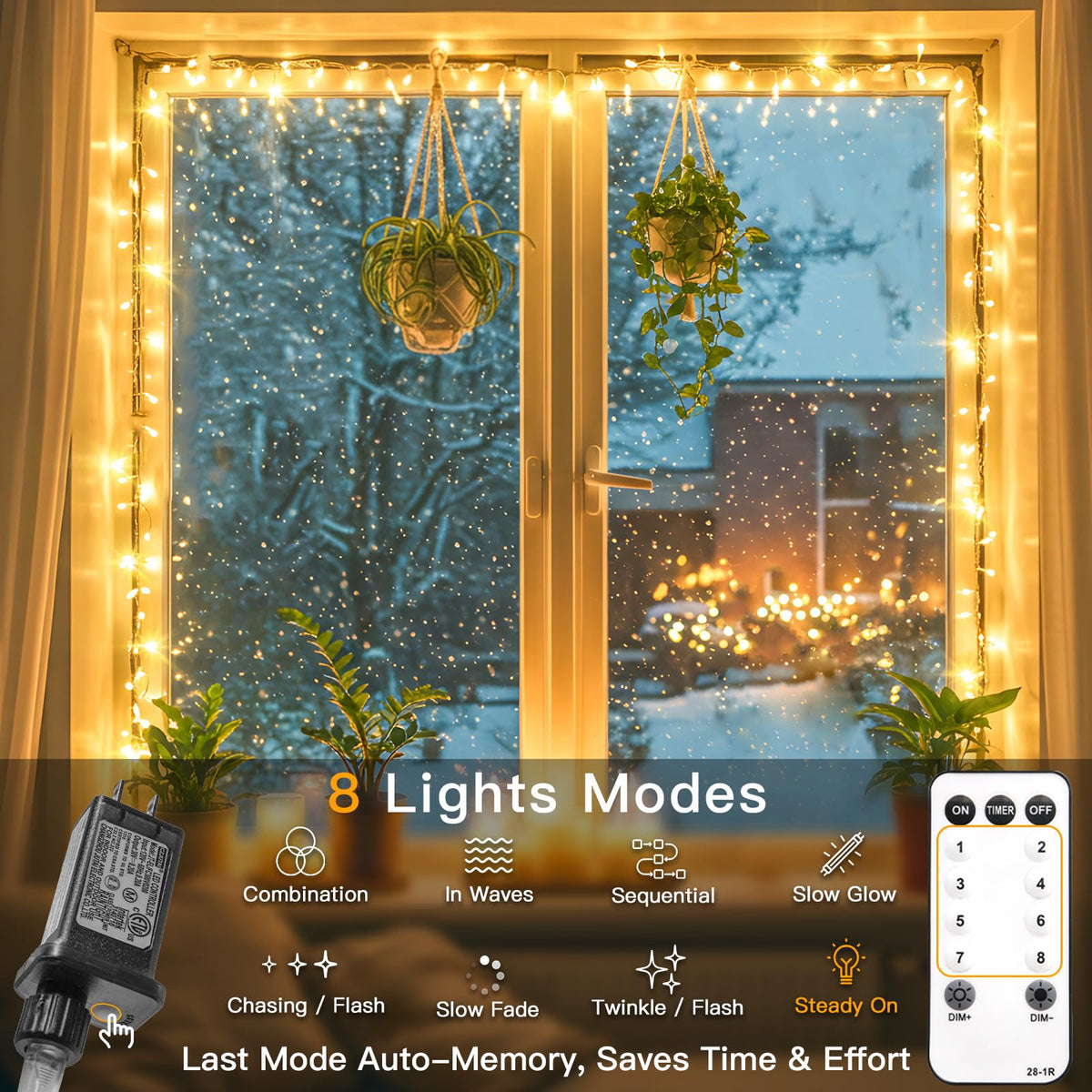 LinkMejor Trådløse String Lights Innendørs Tilkoblingsbart 100 LED Julelys Warme Hvit
