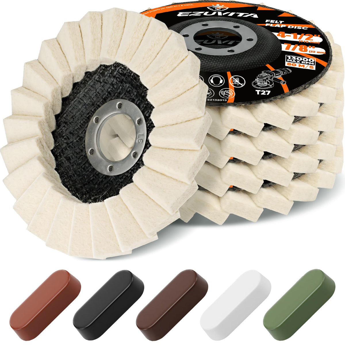 LinkMejor 10PCS KIT Disc Polishing Felting 4-1/2" Roda Buffing