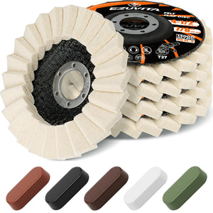LinkMejor 10PCS Wollfetten Polierungsset mit 4-1/2" Polierrollen