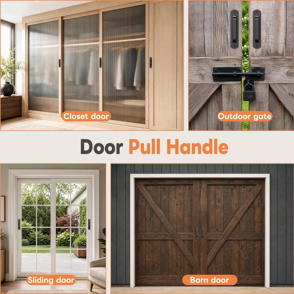 LinkMejor 5.7 Inch Barn Door Handle, Rustproof Gate Handle, Black 2 Pack