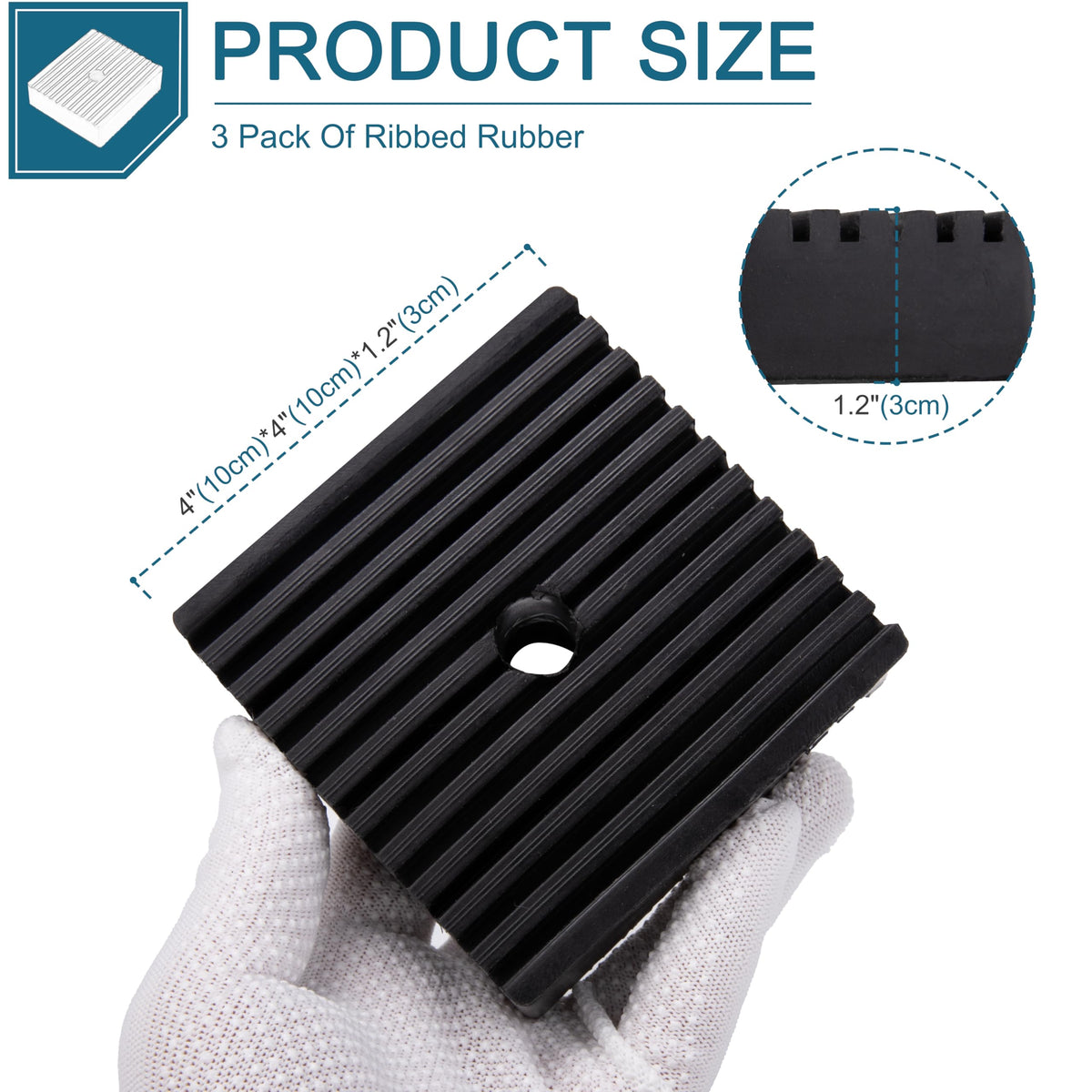 3 Pack Pannelli di Sorpasso per Compressore o Attrezzature in Gomma Solida 4"x4"x1.2"