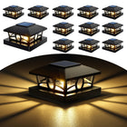 LinkMejor Luminile Cap Post Solar, 4x4 Post Solar Lumină Caldă Albă, Negru 12 Pachet