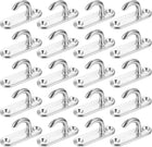 20 Pcs Pad Eye Plate Hooks, 1.8 Inch 304 Stainless Steel Ceiling Open Ring Marine Hanging Hook for Securing Hanging, Silver
