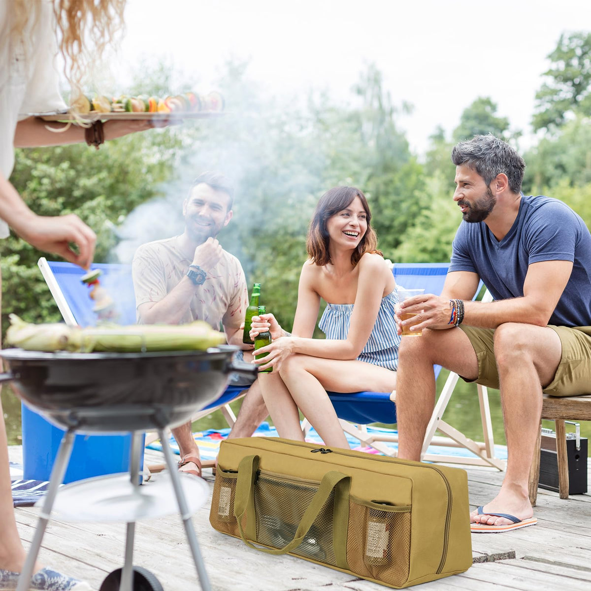 Bolsa de Almacenamiento para Herramientas de Barbacoa LinkMejor, Accesorio para Barbacoa, Marrón