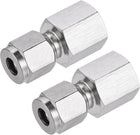 Compression Tube Fitting G1/4 Female Thread x 1/4" Tube OD Straight Coupling Adapter 304 Stainless Steel 2Pcs