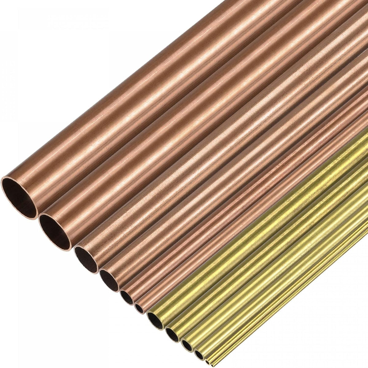 Brass Tube 1mm-7mm OD 0.2mm Wall Thickness 300mm Length Tubing Set, Pack of 12