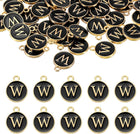 LinkMejor 52pcs Letter Charm, Enamel Letter Pendants, Alphabet W Pendants Double Sided Beads Charm for DIY Bracelet Necklace Pendants Earring Jewelry, Black