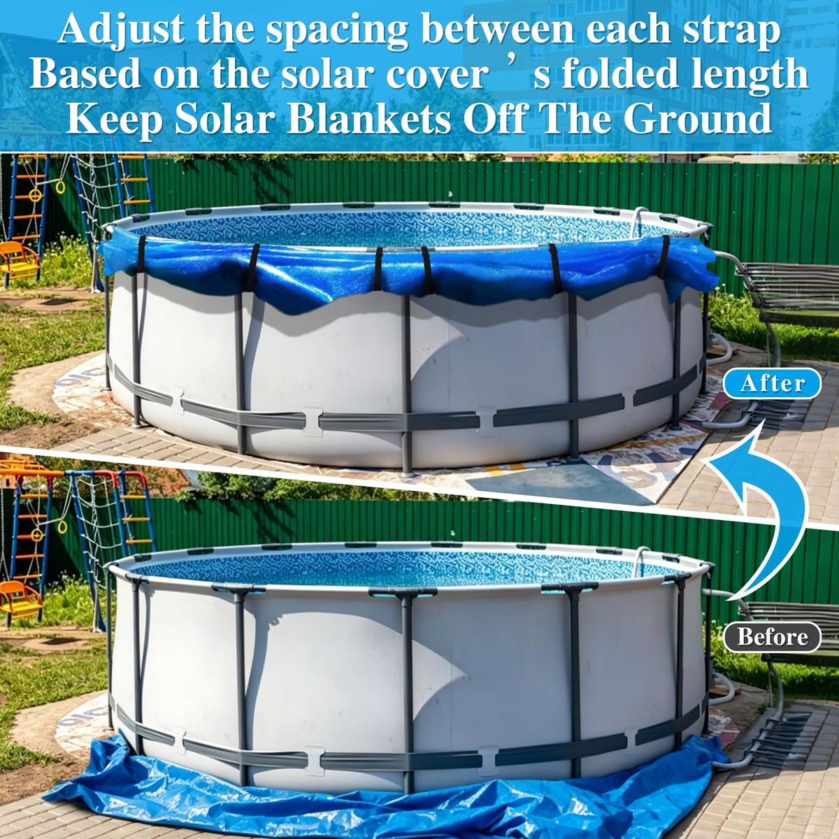 LinkMejor 6Pcs Couvre-Piscine Solaire Support, Ceintures d'Étanchéité Réglables Solaire