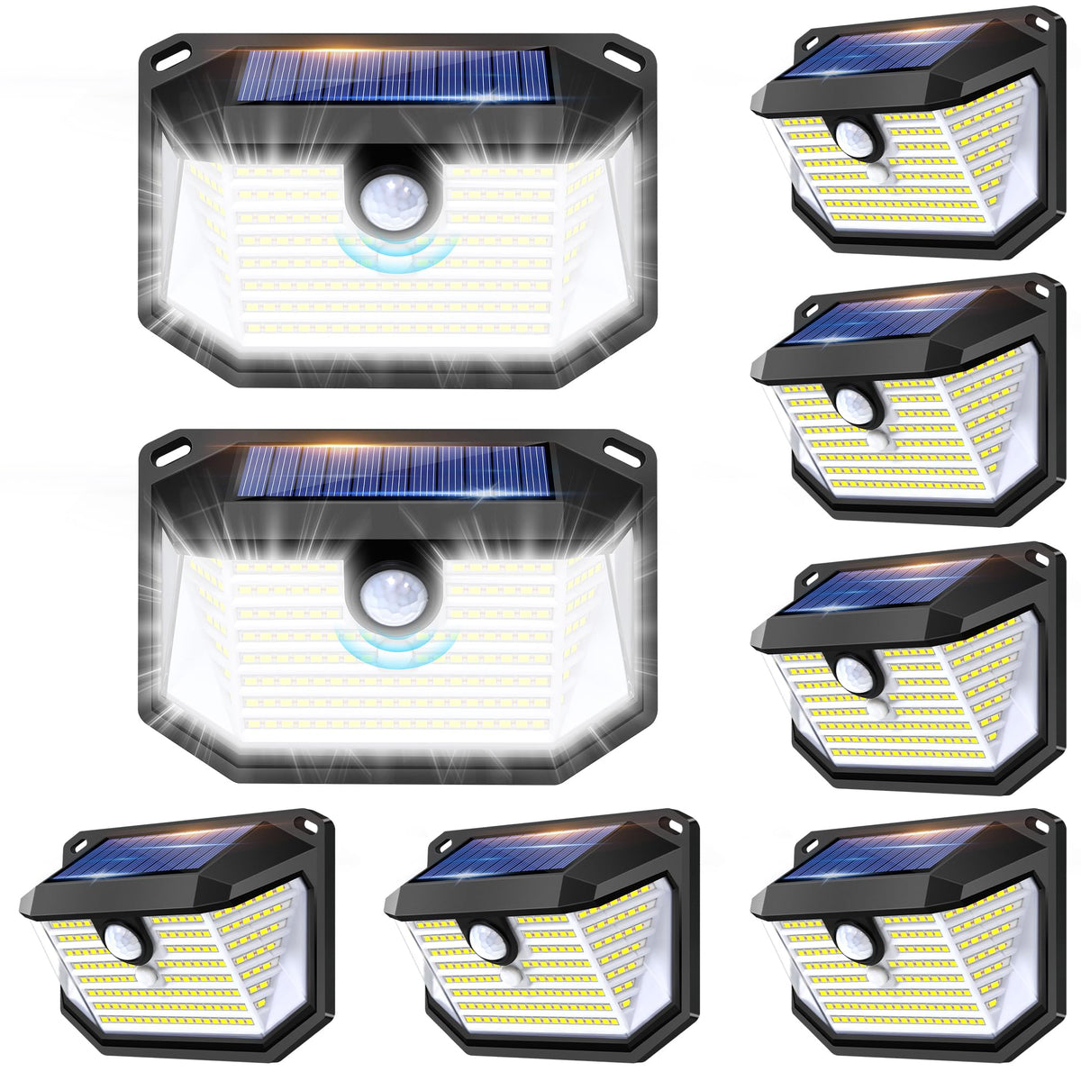 LinkMejor Solar Lights Outdoor, Motion Sensor Security Light, 178 LED, 8 Pack
