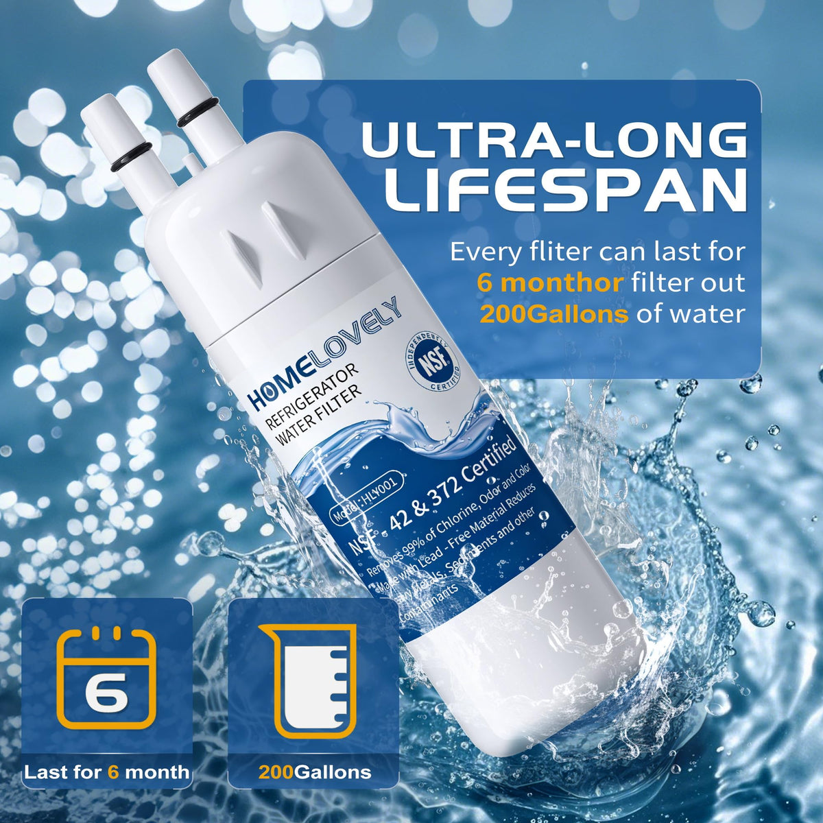 Filter 1 erstatning til Whirlpool WRS325SDHZ, WRS588FIHZ04, 3PACK