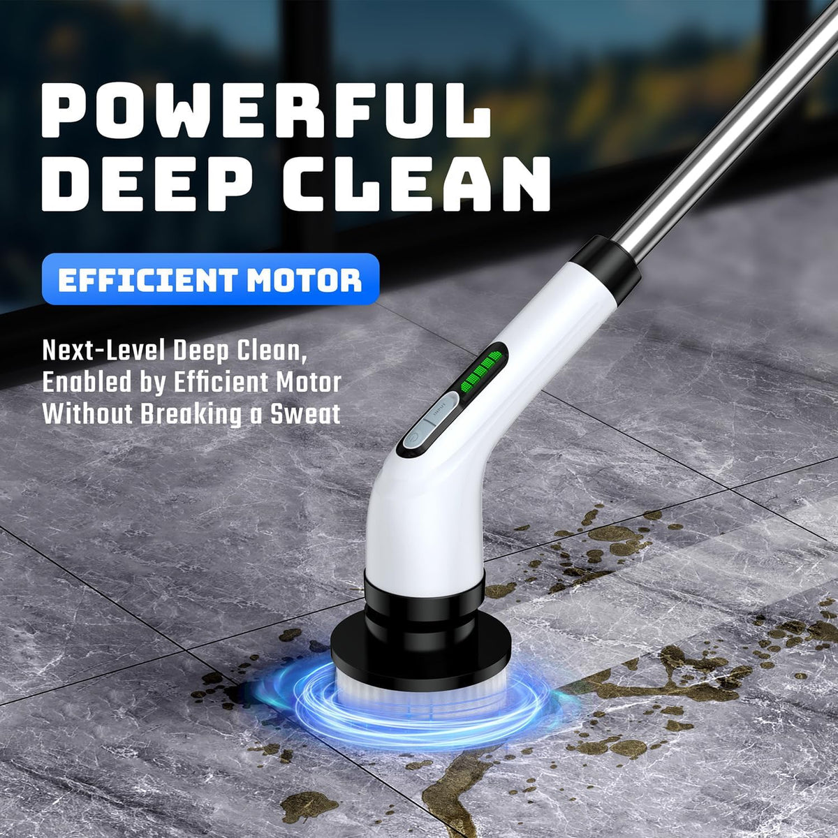 Aspirapolvere Elettrico per Bagno: Spazzolone per Doccia con Manico Lungo