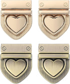 LinkMejor 4Set Turn Lock Clasp Kit, Heart Press Lock Clasp Closure Twist Turn Locks Hardware Buckle Fasteners for Purse Leather Making (28x32mm, Gold, Bronze)