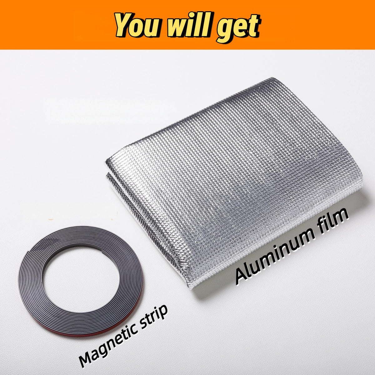 Magnetic Window Insulation Kit Suitable for Summer and Winter, Heat Reflective Window Film and Magnetic Strip Kit Suitable for Windows,RV Windows,Self Adhesive Easy Installation (35"x57"(89x145cm))